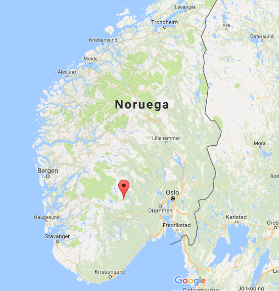 Localización de Rjukan en Noruega. Google Maps
