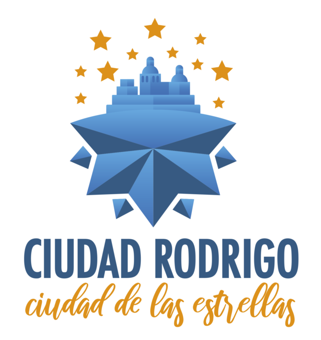 Logotipo de la marca Ciudad Rodrigo, ciudad de las estrellas. Si, juega con el glacis en zigzag que precede a las murallas de la ciudad.