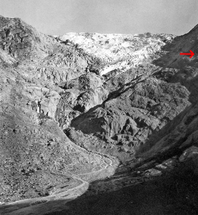 El glaciar en 1953.