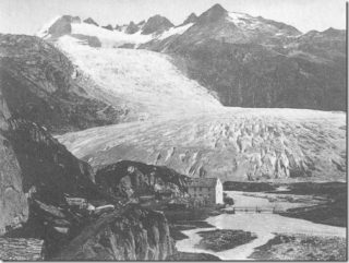 El glaciar del Ródano a mediados o finales del siglo XIX
